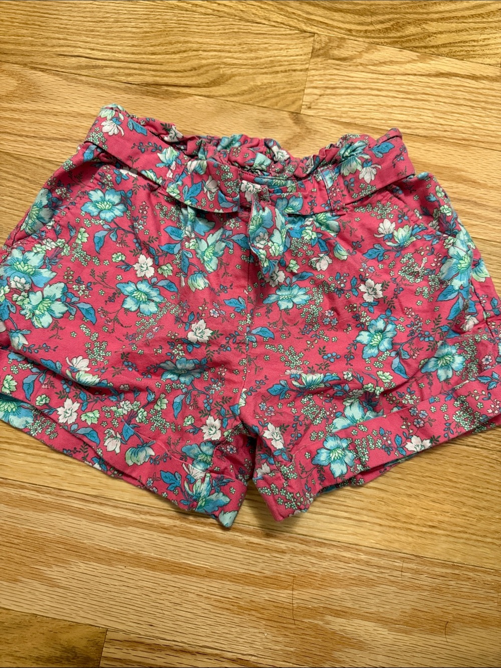 Janie and Jack Pink Floral Tie-Waist Shorts